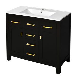 English Elm 72'' Modern Bathroom Vanity Set With Durable Ceramic Sink, Solid Wood Frame, Ample Storage & Style N710SS00011B