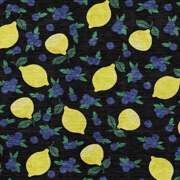 HomeRoots 5' Vibrant Lemon Print Washable Area Rug - Stylish Indoor/Outdoor Decor for High-Traffic Spaces 661124