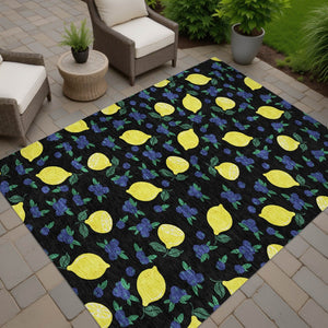 HomeRoots 8' X 10' Washable Lemons Area Rug – Durable, Stain-Resistant, Versatile for Indoor & Outdoor Spaces 661126
