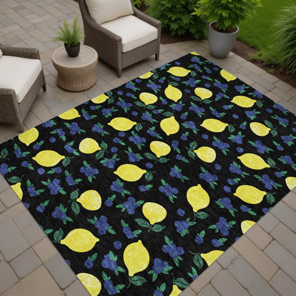 HomeRoots 8' X 10' Washable Lemons Area Rug – Durable, Stain-Resistant, Versatile for Indoor & Outdoor Spaces 661126
