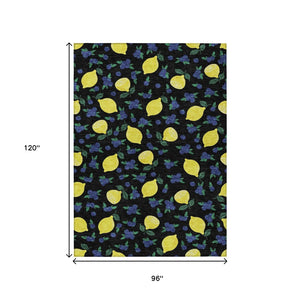 HomeRoots 8' X 10' Washable Lemons Area Rug – Durable, Stain-Resistant, Versatile for Indoor & Outdoor Spaces 661126