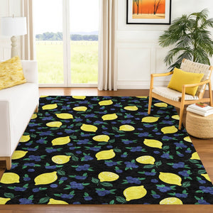 HomeRoots 8' X 10' Washable Lemons Area Rug – Durable, Stain-Resistant, Versatile for Indoor & Outdoor Spaces 661126