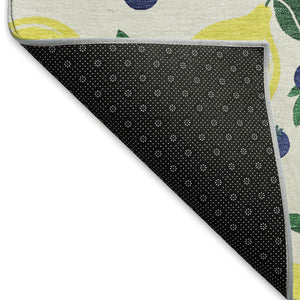 HomeRoots 8' X 10' Stylish Ivory Yellow Blue Lemon Area Rug - Washable, Durable, Indoor/Outdoor Versatility! 661138