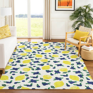 HomeRoots 8' X 10' Stylish Ivory Yellow Blue Lemon Area Rug - Washable, Durable, Indoor/Outdoor Versatility! 661138