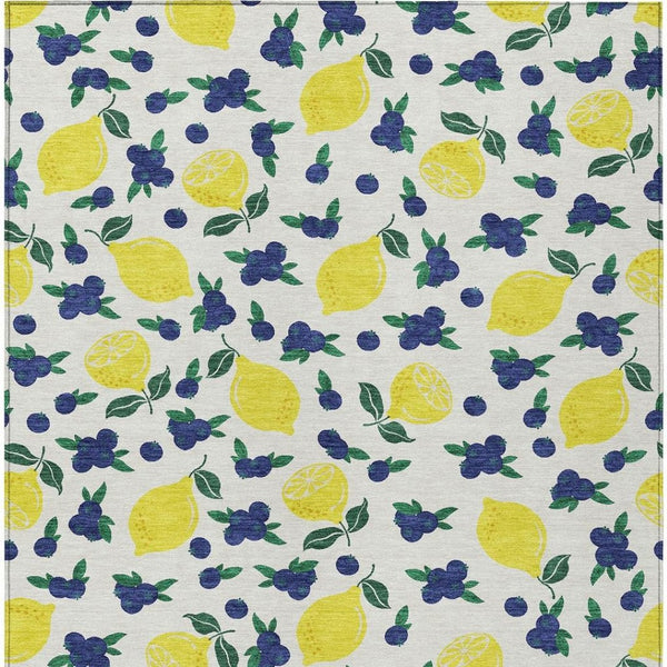 HomeRoots 9' X 12' Lemons Pattern Washable Area Rug – Durable Indoor/Outdoor Carpet for Stylish Spaces 661139