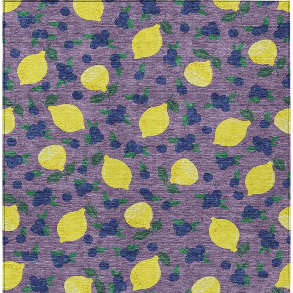 HomeRoots 8' X 10' Lemon Motif Area Rug - Durable, Washable, Indoor/Outdoor - Brighten Your Home with Style! 661144