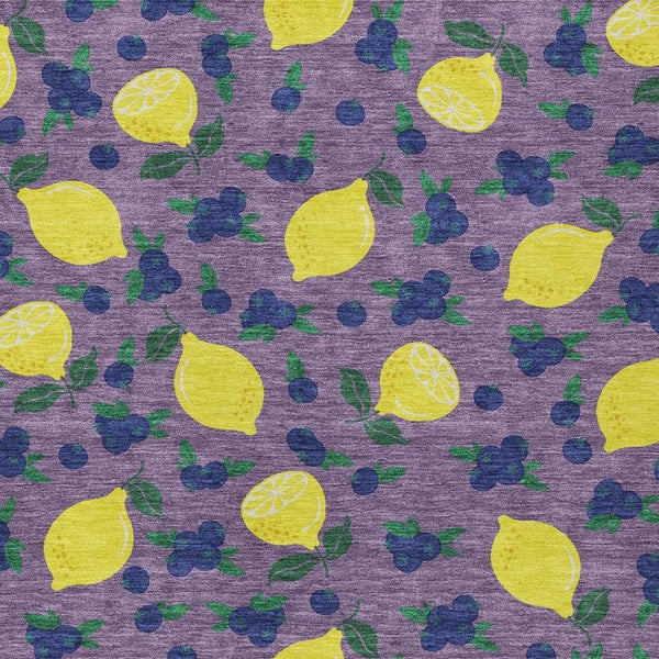 HomeRoots 8' X 10' Lemon Motif Area Rug - Durable, Washable, Indoor/Outdoor - Brighten Your Home with Style! 661144