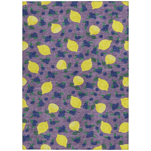 HomeRoots 9' X 12' Vibrant Lemon Pattern Washable Area Rug – Cheerful Indoor/Outdoor Decor for Family Spaces 661145