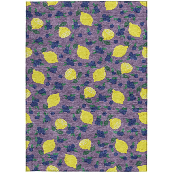 HomeRoots 9' X 12' Vibrant Lemon Pattern Washable Area Rug – Cheerful Indoor/Outdoor Decor for Family Spaces 661145