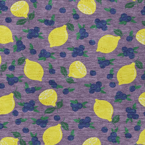 HomeRoots 10' X 14' Cheerful Lavender Yellow Blue Lemons Washable Area Rug for Indoor & Outdoor Use 661146