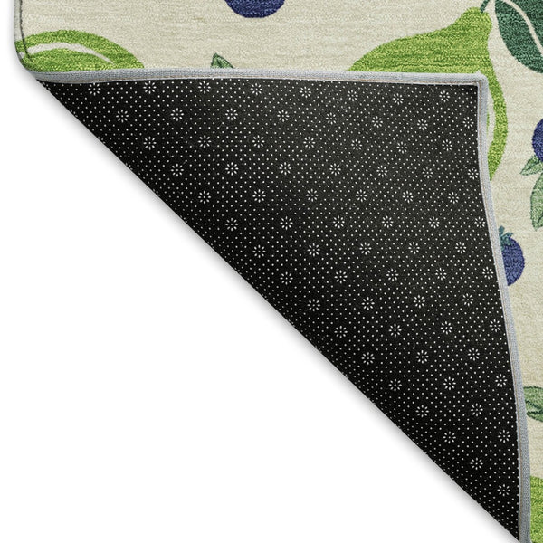 HomeRoots 8' Washable Indoor Outdoor Round Area Rug with Bright Green & Blue Lemons – Durable & Stylish Design 661149