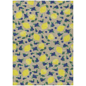 HomeRoots 5' X 8' Vibrant Lemon Pattern Washable Area Rug – Perfect for Indoor & Outdoor Spaces, Stain Resistant! 661154