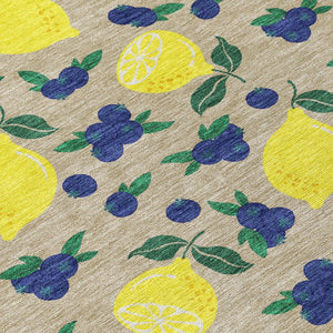 HomeRoots 5' X 8' Vibrant Lemon Pattern Washable Area Rug – Perfect for Indoor & Outdoor Spaces, Stain Resistant! 661154