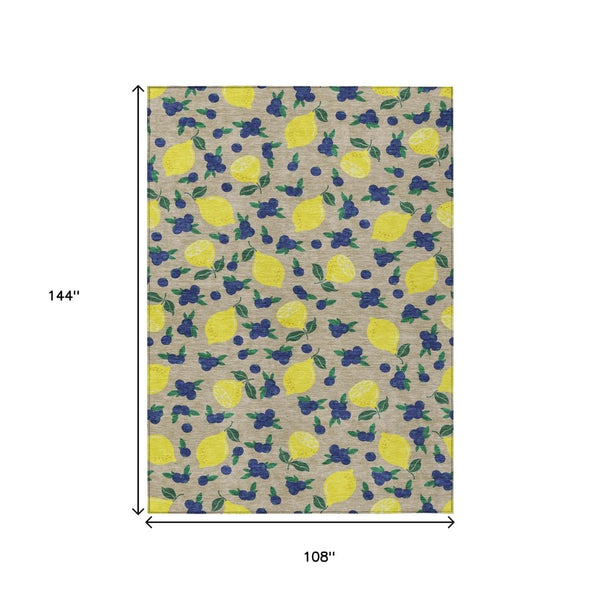 HomeRoots 9' Vibrant Lemons Washable Indoor/Outdoor Area Rug - Durable, Stylish, and Easy-Care for Any Space! 661157