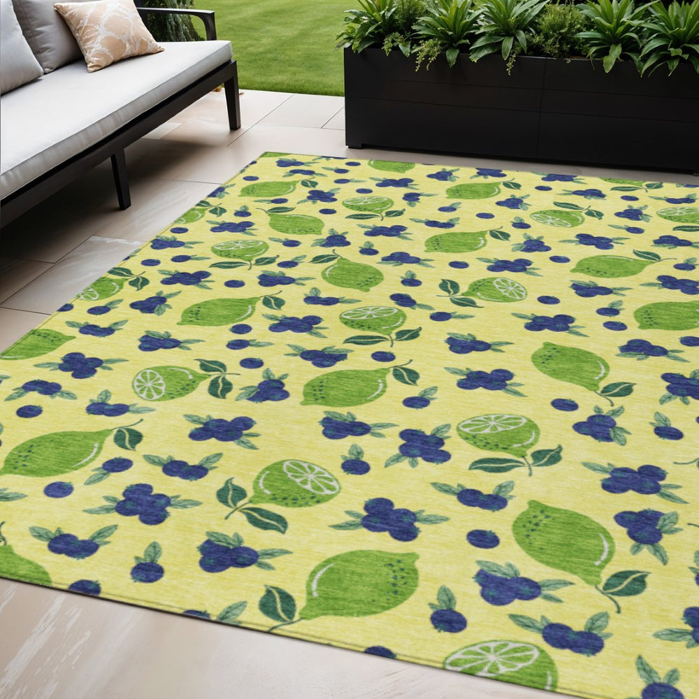 HomeRoots 5' X 8' Vibrant Lemons Washable Area Rug - Perfect for Indoor/Outdoor Use, Stain-Resistant & Durable! 661166