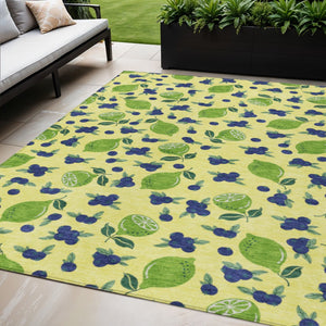 HomeRoots 5' X 8' Vibrant Lemons Washable Area Rug - Perfect for Indoor/Outdoor Use, Stain-Resistant & Durable! 661166