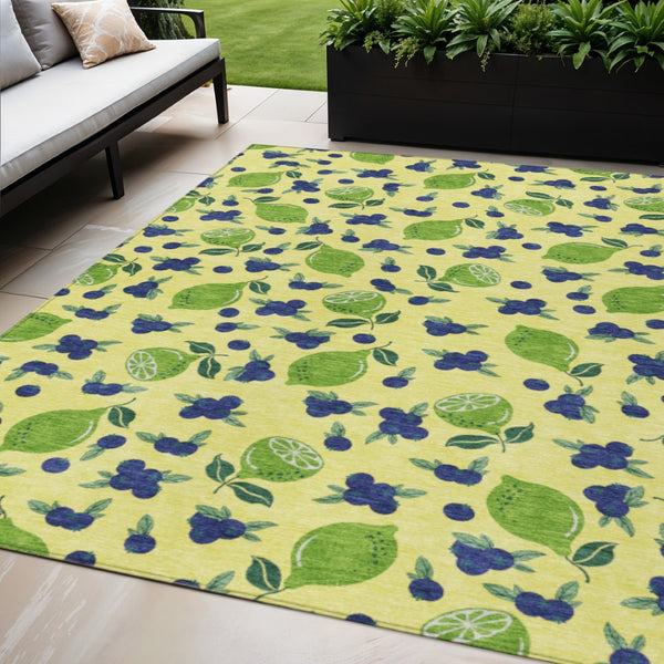 HomeRoots 5' X 8' Vibrant Lemons Washable Area Rug - Perfect for Indoor/Outdoor Use, Stain-Resistant & Durable! 661166