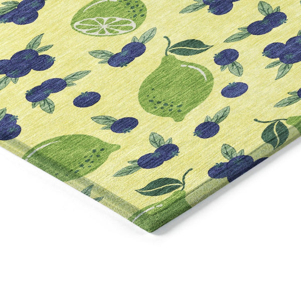HomeRoots 8' Vibrant Round Lemon Area Rug - Washable, Durable, Outdoor & Indoor Use, Perfect for High-Traffic Spaces 661167