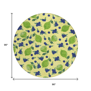 HomeRoots 8' Vibrant Round Lemon Area Rug - Washable, Durable, Outdoor & Indoor Use, Perfect for High-Traffic Spaces 661167