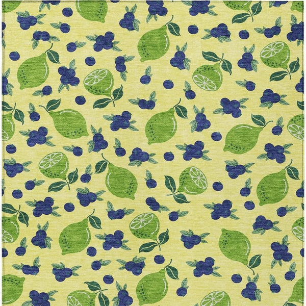 HomeRoots 8' Vibrant Lemon-Patterned Washable Indoor Outdoor Area Rug - Durable, Stain-Resistant & Stylish Decor 661168