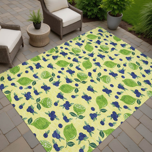 HomeRoots 8' Vibrant Lemon-Patterned Washable Indoor Outdoor Area Rug - Durable, Stain-Resistant & Stylish Decor 661168