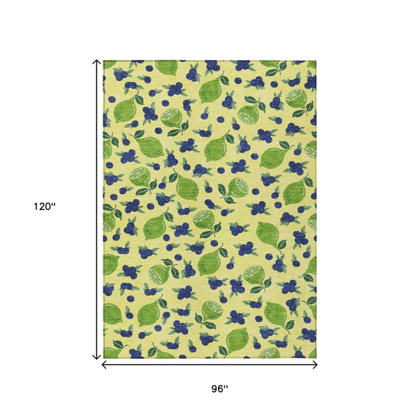 HomeRoots 8' Vibrant Lemon-Patterned Washable Indoor Outdoor Area Rug - Durable, Stain-Resistant & Stylish Decor 661168