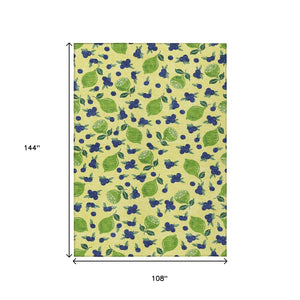 HomeRoots 9' Indoor/Outdoor Area Rug – Vibrant Lemon Design in Yellow, Blue & Green – Washable & Durable! 661169