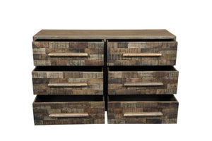 HomeRoots 57" Solid Mango Wood Dresser with Rustic Charm – Six Spacious Drawers for Stylish Storage Solutions 661219