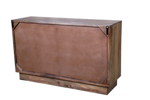 HomeRoots 57" Brown Carved Abstract Solid Wood Dresser - Artisan Crafted, 6 Drawers for Modern Boho Elegance 661221