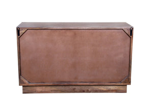 HomeRoots 57" Brown Carved Abstract Solid Wood Dresser - Artisan Crafted, 6 Drawers for Modern Boho Elegance 661221