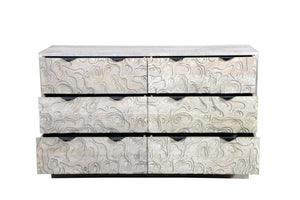 HomeRoots 57" Gray Carved Geometric Solid Wood Dresser - Modern Boho Storage with Unique Design & Durability 661222