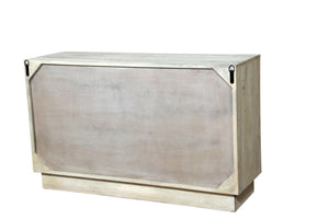 HomeRoots 57" Gray Carved Geometric Solid Wood Dresser - Modern Boho Storage with Unique Design & Durability 661222