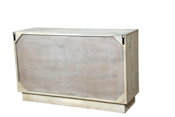 HomeRoots 57" Gray Carved Geometric Solid Wood Dresser - Modern Boho Storage with Unique Design & Durability 661222