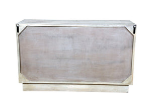 HomeRoots 57" Gray Carved Geometric Solid Wood Dresser - Modern Boho Storage with Unique Design & Durability 661222