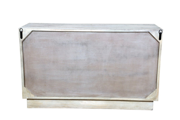 HomeRoots 57" Gray Carved Geometric Solid Wood Dresser - Modern Boho Storage with Unique Design & Durability 661222