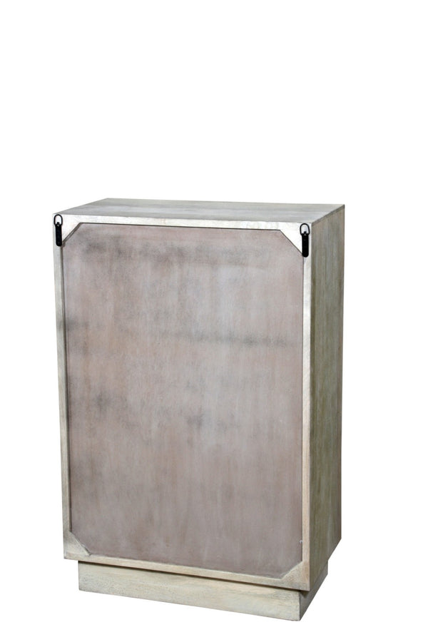 HomeRoots 35" Gray Carved Dresser - Solid Wood, Five Drawers, Modern Boho Design, Perfect for Compact Spaces 661226