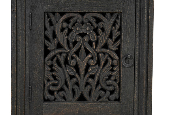 HomeRoots 68" Black Solid Wood Floral Carved Desk - Elegant, Durable, and Functional Workspace for Home Office 661245