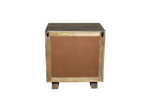 HomeRoots 26" Brown Solid Wood Carved Geometric Nightstand - Stylish Two Drawer Accent Table with Unique Charm 661247