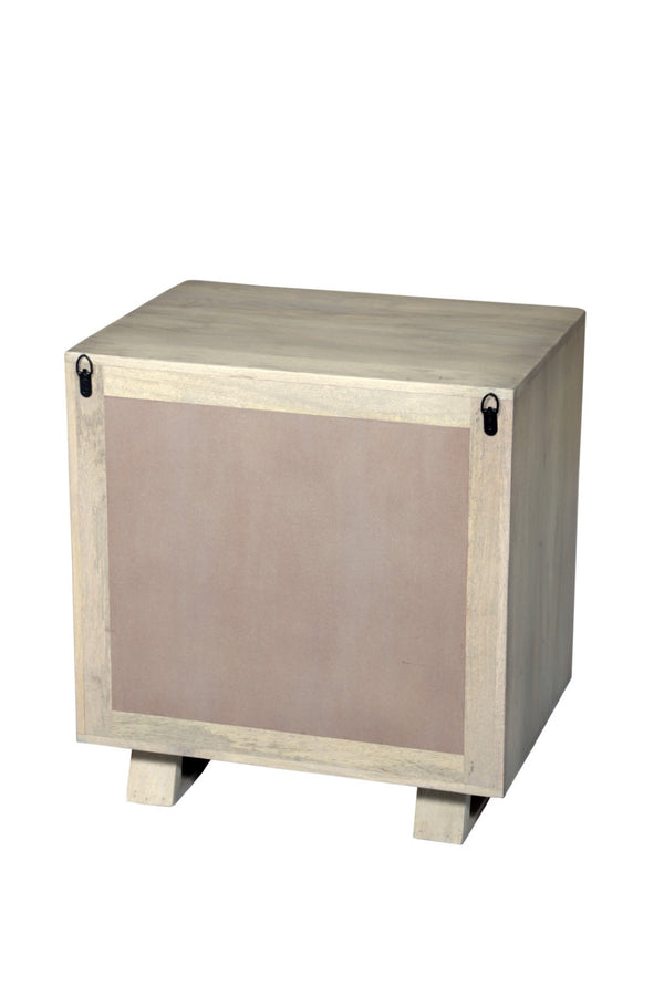 HomeRoots 26" Gray Solid Wood Nightstand with Geometric Carved Drawers - Modern Versatile Storage Solution 661248