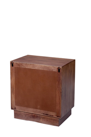HomeRoots 26" Brown Solid Wood Nightstand with Abstract Carved Drawers - Stylish Storage & Versatile Design 661249