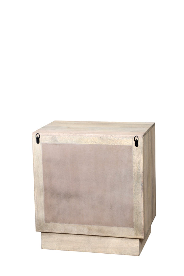 HomeRoots 26" Gray Solid Wood Carved Nightstand with Two Drawers - Artisanal Design for Stylish Storage Solutions 661250