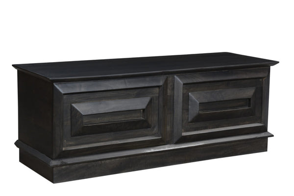 HomeRoots 52" Dark Brown Solid Wood Storage Ottoman - Handcrafted Multipurpose Bench with Hidden Storage & Style 661251