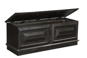 HomeRoots 52" Dark Brown Solid Wood Storage Ottoman - Handcrafted Multipurpose Bench with Hidden Storage & Style 661251