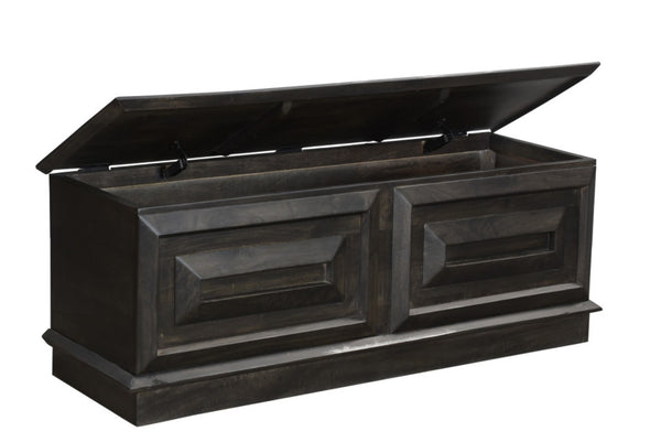 HomeRoots 52" Dark Brown Solid Wood Storage Ottoman - Handcrafted Multipurpose Bench with Hidden Storage & Style 661251