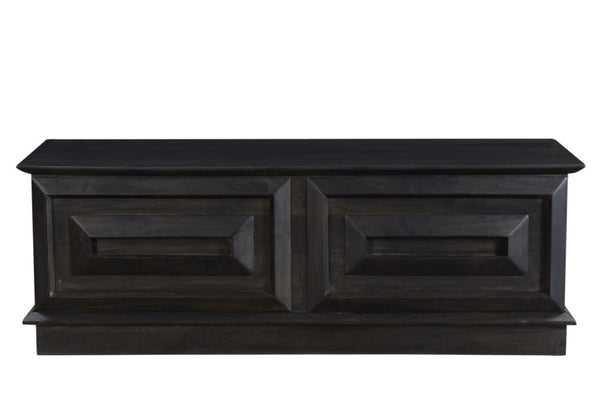 HomeRoots 52" Dark Brown Solid Wood Storage Ottoman - Handcrafted Multipurpose Bench with Hidden Storage & Style 661251