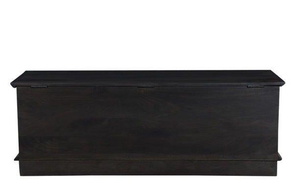 HomeRoots 52" Dark Brown Solid Wood Storage Ottoman - Handcrafted Multipurpose Bench with Hidden Storage & Style 661251
