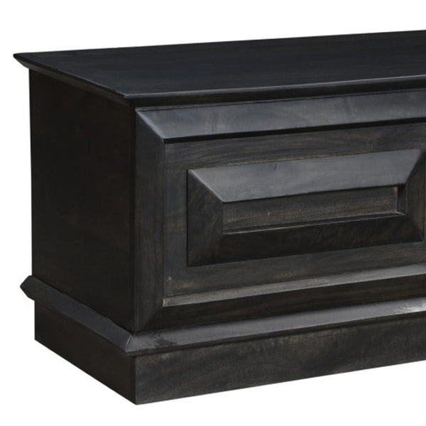 HomeRoots 52" Dark Brown Solid Wood Storage Ottoman - Handcrafted Multipurpose Bench with Hidden Storage & Style 661251