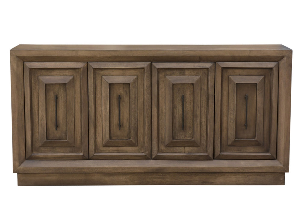 HomeRoots 78" Brown Solid Wood Carved Geometric Sideboard - Elegant Storage Solution for Any Room Design 661254