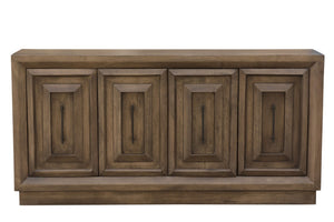 HomeRoots 78" Brown Solid Wood Carved Geometric Sideboard - Elegant Storage Solution for Any Room Design 661254