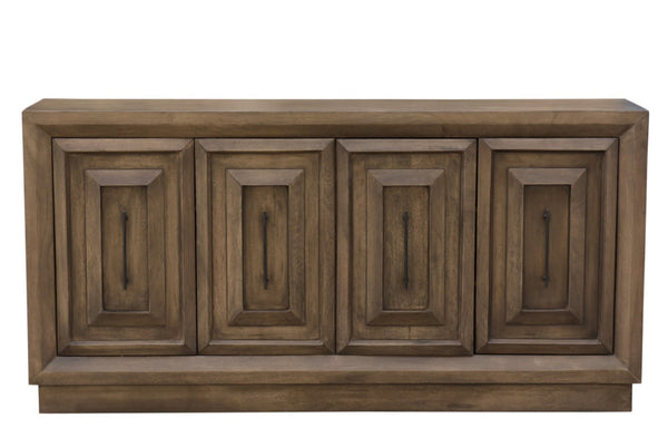 HomeRoots 78" Brown Solid Wood Carved Geometric Sideboard - Elegant Storage Solution for Any Room Design 661254